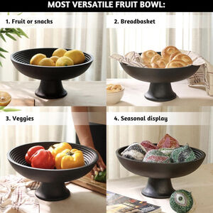 Folkulture Wooden Fruit Bowl for Kitchen Counter | 12\" Large